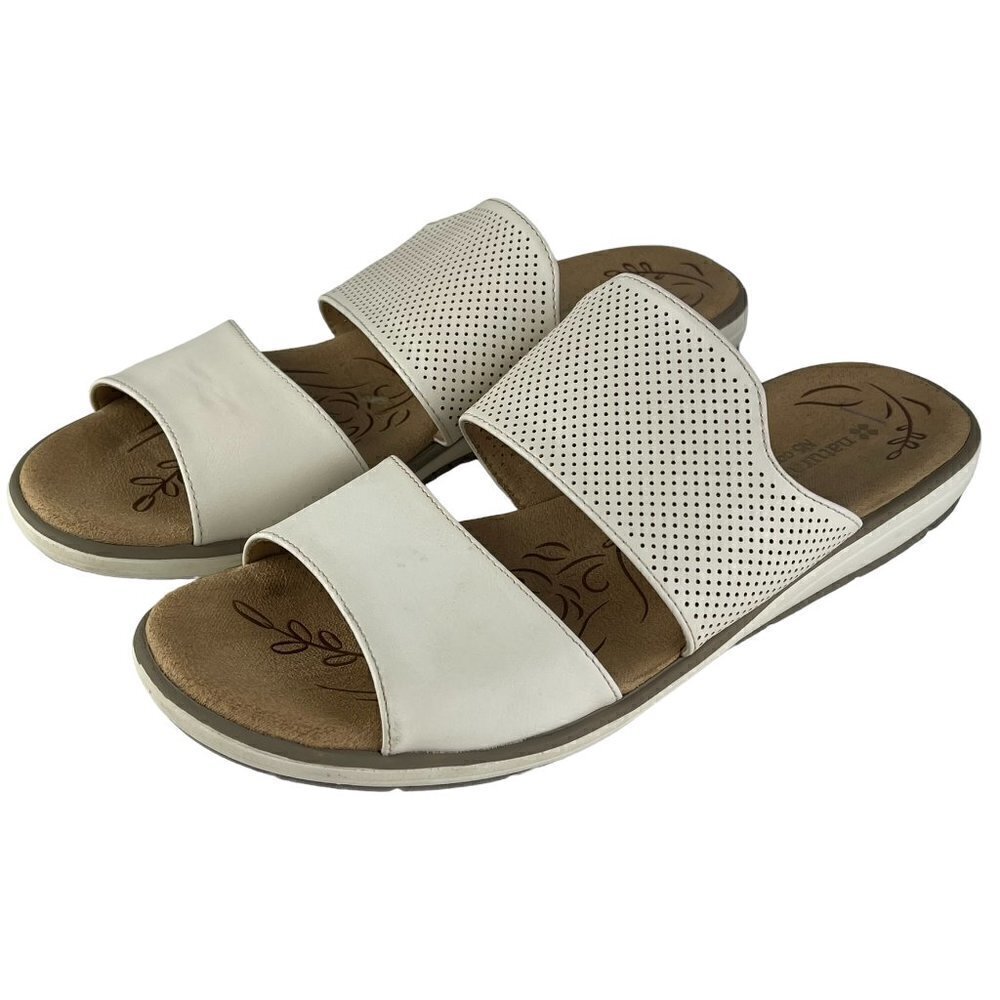 NATURALIZER N5 Comfort White Leather Women's Sandals Open-Toe Flexible Sole - Picture 2 of 13